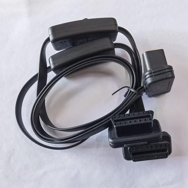 Buy cheap Flat Ribbon Obdii Splitter Cable , Y Splitter Obd Diagnostic Cable With Switch from wholesalers
