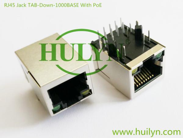 Buy cheap Single Port Tab Up UPOE Rj45 Poe Magjack 1000Base T 90 ° Right Angle L=21.3 from wholesalers