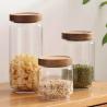 Buy cheap 900ml Wood Cover Borosilicate Wide Mouth Glass Jars from wholesalers