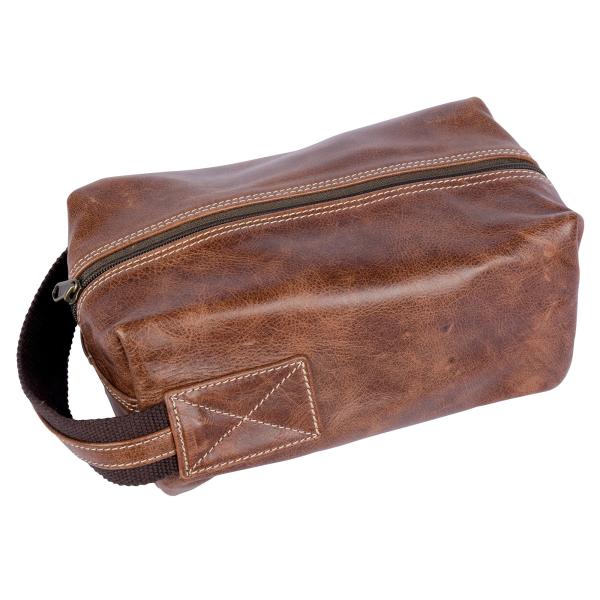 New Handmade Leather Dopp Kit Bag Man Cosmetic Bag Genuine Leather Toiletry Kit