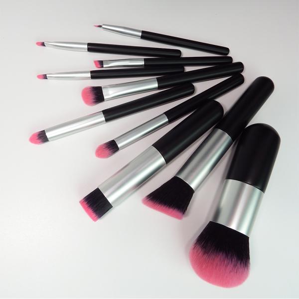 Buy cheap 10pcs Mini Makeup Brush Set Travel Black Wooden Handle For Flawless Look from wholesalers
