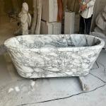 Green Natural Marble Freestanding Bathtub Luxury Soaking Directly Decoration