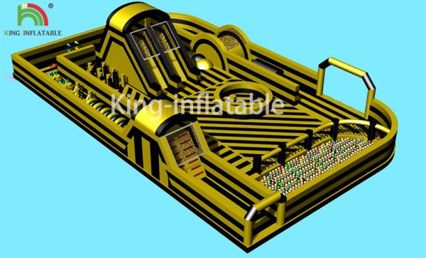Buy cheap Yellow Inflatable Bounce House Amusement Park With Obstacle / Tunnels from wholesalers