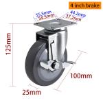 Commercial / Industrial Light Duty Casters 4 Inch Swivel Wheels