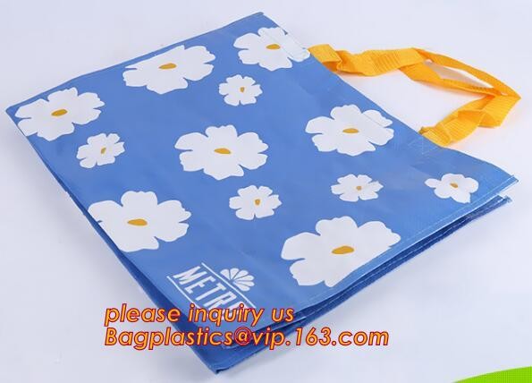 Factory custom recyclable folding laminated pp non woven bag shopping with heat transfer printing non woven fabric carry