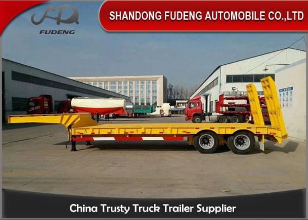 Buy cheap 13 Meters 3 Axle Lowboy Trailer 60 Tons Hydraulic Ladder Yellow Color from wholesalers
