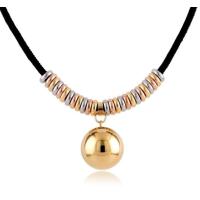 Buy cheap 18K Bead Pnedant Necklace Black rope chain Necklace Stainless Steel Jewelry for product