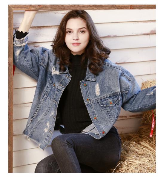 Buy cheap All Match Ripped Denim Ladies Jackets Coats 2021 Fashion from wholesalers