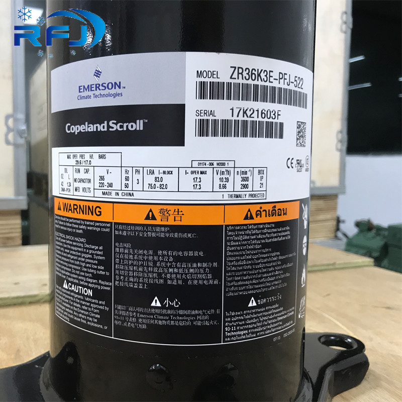 30HP Copeland Scroll Compressor Black Color Zr380kc-Twd-522 Video Technical Support