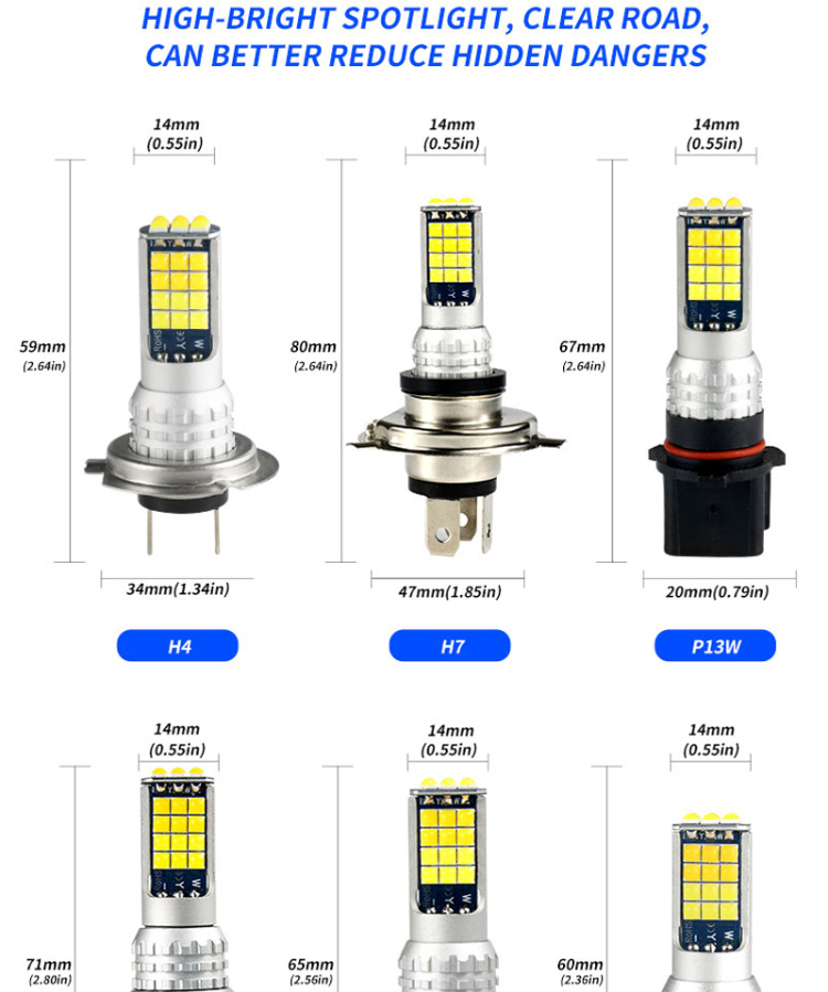 High Power Universal Automobile Fog Lights Two Color Light H11 9006 881 H3 H8 H7 3030