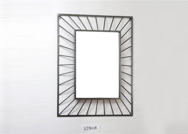Buy cheap Large Rectangle Black Framed Metal Wall Art Mirror from wholesalers