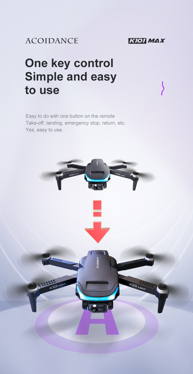 K101 Max Drone Black Gray 4K Dual HD Camera FPV Mini Dron Aerial Photography Brushless Motor 100m Remote Control Distance