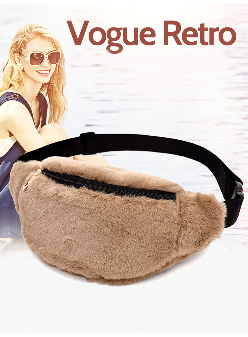 Factory Price Faux Rabbit Fur Waist Bag Winter Bum Bag Female Travel Bum Hip Coins Phone Pouch Casual Chest Bag