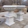 Buy cheap Natural Stone Flower Pot White Marble Planter Urns Handcarved Large Garden Modern Home Decoration Design from wholesalers
