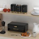 Metal Bread Bin Set Crown Series Morden Luxury Design Style Square Kitchen