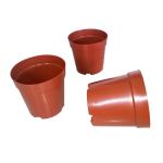 Red Hard PE Coated Round 1 Gallon Nursery Pots With Plastic Tray