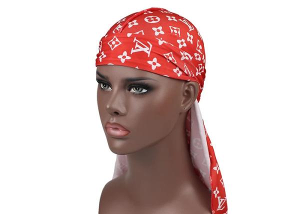 Buy cheap Red And White LV Silk Silky Satin Designer Durag Supplier Wholesale from wholesalers