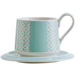 Simple Blue Ceramic Cup And Saucer Set For Cappuccino Or Tea In Europe Design