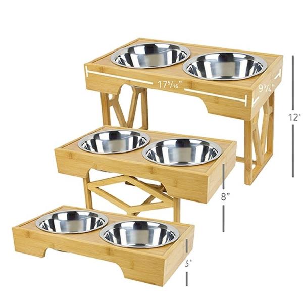 Buy cheap Adjustable Raised Bamboo Pet Feeder 100% Solid Bamboo Stand Dog Bowl from wholesalers