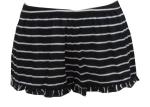 Flounce Bottom Black And White Horizontal Striped Shorts , Women'S Low Rise
