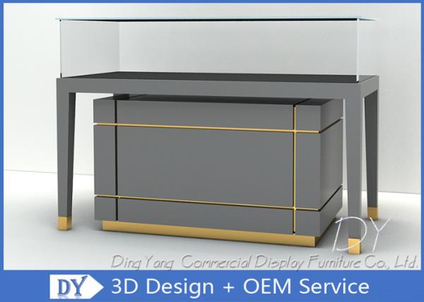Buy cheap Wooden Glass Gray Jewelry Showcase Display / Countertop Jewelry Display Cases from wholesalers