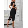 Buy cheap Small Quantity Clothing Factory Women'S Party Bandage Rhinestone Fringe Bodycon Slit Long Dress from wholesalers