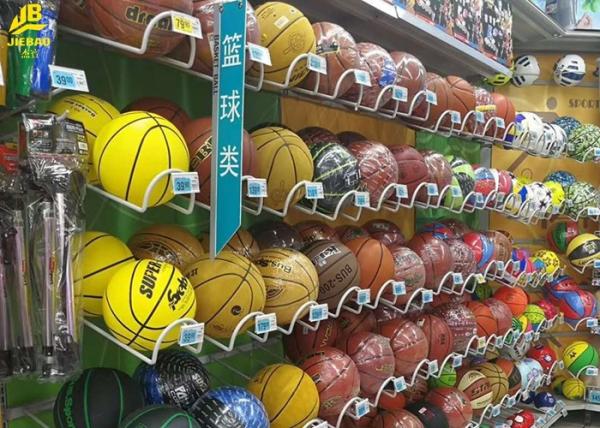 Buy cheap 2.0M High Light Gray Grocery Display Racks For Basketball Buckle Back Panel 0.6MM from wholesalers