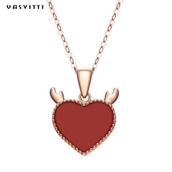 Buy cheap 3gram 15.7in Sterling Silver Heart Pendant Necklace Trendy Deer Antler Heart Necklace from wholesalers