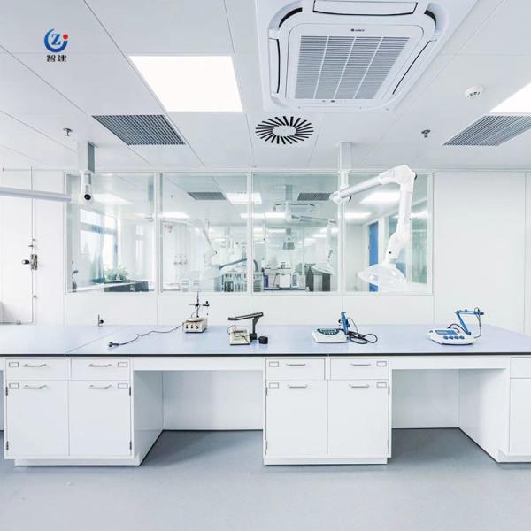 Buy cheap L Shaped Lab Island Bench Customized Length 75x90cm White Workstation Furniture from wholesalers