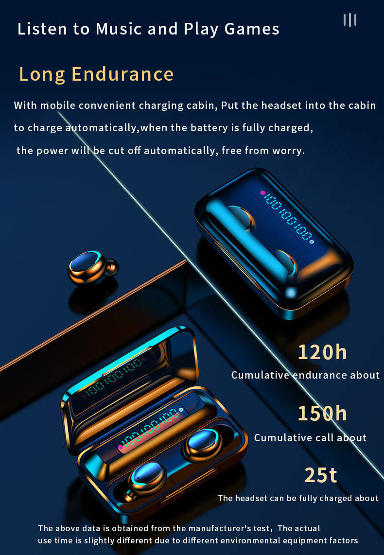 HiFi Stereo Music Bluetooth Wireless Earphone CVC8.0 Noice Canceling With Microphone