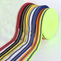 Buy cheap Tubular Reflective Webbing Woven Reflective Strap Bands Green Stripes product