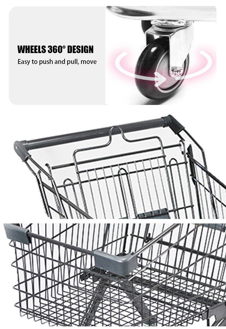 Convenient Sturdy Metal Shopping Trolley For Smooth Shopping Experience