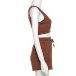 Polyester spandex Women'S Athletic Clothing Tank Top And Shorts Set 200g