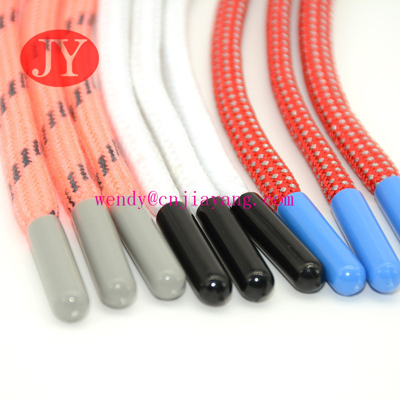 plastic glossy black color plastic shoelace head end cap shoelace tips