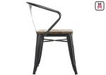 Tolix Arm Metal Restaurant Chairs Wood Seats Commercial Outdoor Furniture