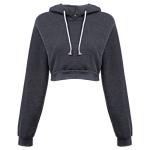 Long Sleeve Cropped Cotton Drawstring Crop Top Hoodie Pullover