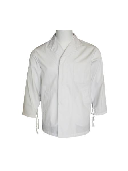 Buy cheap 240 GSM Chef Uniform Works Coat With Cuffs Ties Polyester 65% Cotton 35% from wholesalers