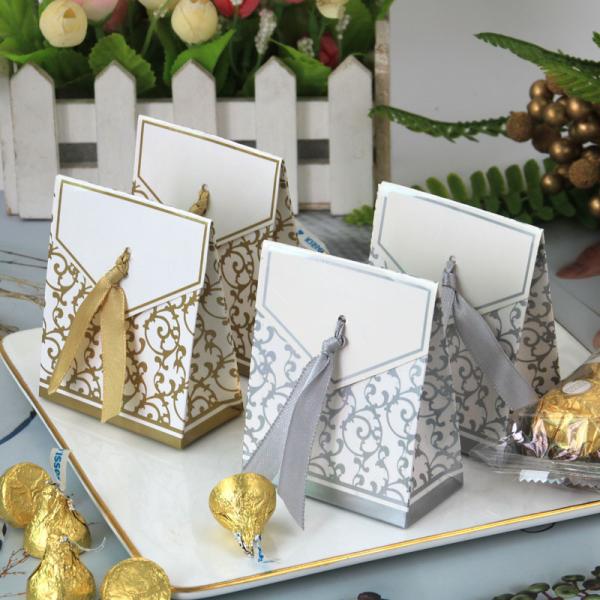 Buy cheap French Elegant 300g Coated Paper Ribbon Gift Bag With Glossy Film from wholesalers