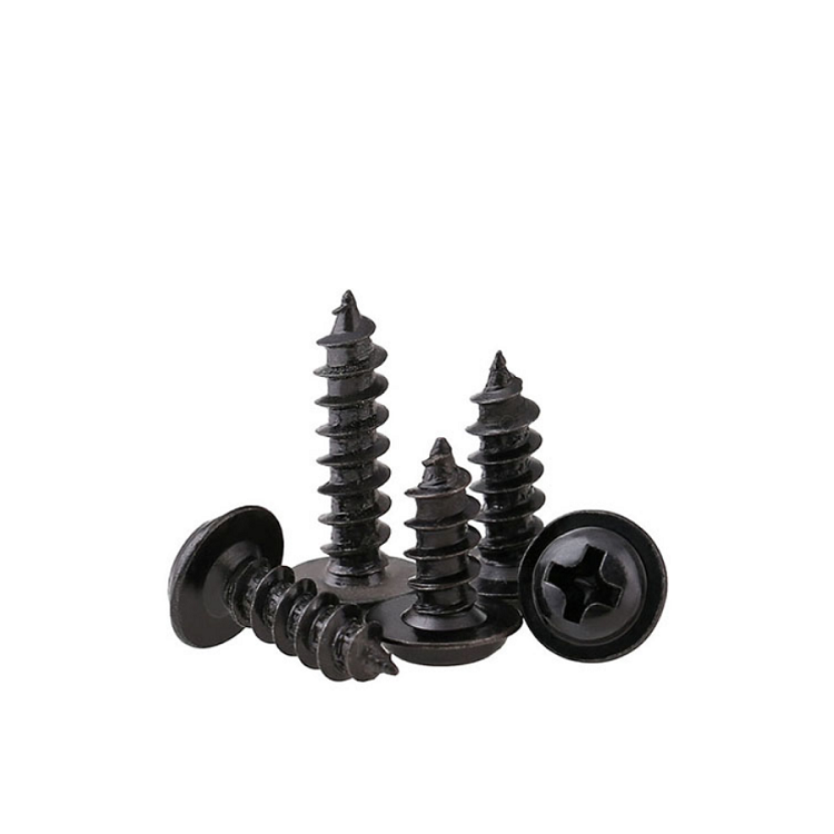 Metric Black Zinc Steel 8.8 Grade Cross Pan Washer Head Self Tapping Screw for Plastic
