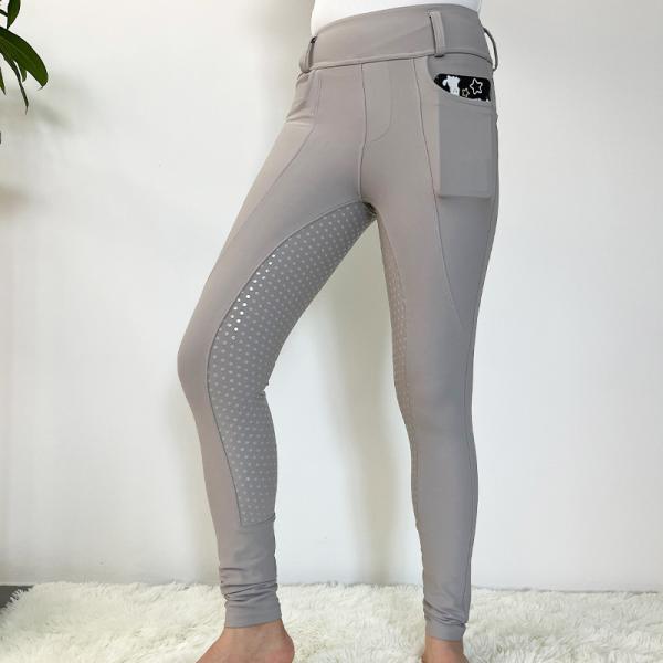 Buy cheap Grey Women Equestrian Jumping Leggings Silicone Racing Breeches With Two Pockets from wholesalers