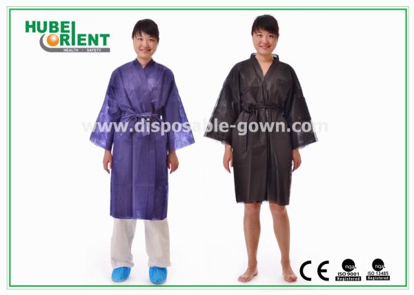 Buy cheap Disposable Spa Robes Nonwoven Material Made PP Kimono , Black / Purple from wholesalers