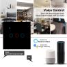 Buy cheap European Standard Tuya Black Tempered Glass Smart Wall Mounted Wi Fi Switch Type 86 3 Gang Work With Alexa Voice from wholesalers