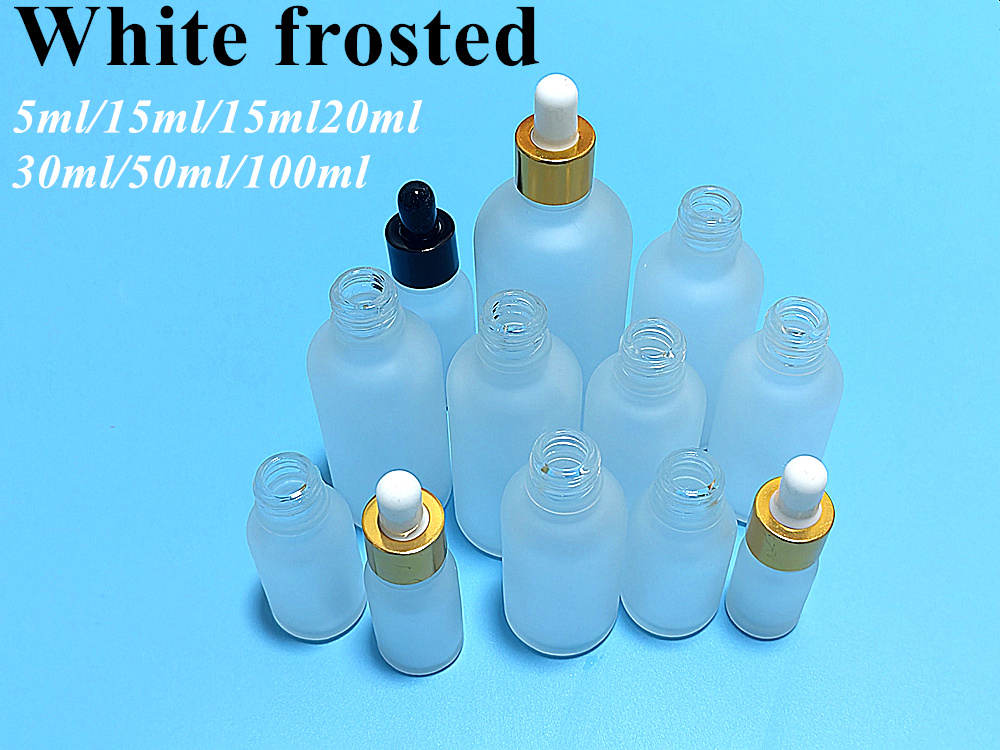 High Quality 10ml 15ml 20ml 30ml 50ml White Frosted Glass Essential Oil Bottle Serum Oil Bottle