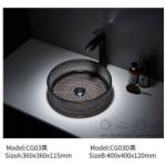 Bathroom Crystal Black Tempered Glass Basin Sink Round Colorful Diamond Design