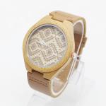 OEM Logo Unisex Bamboo Wrist Watch Leather Belt Watches For Mens
