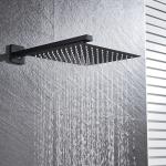 Ultra Thin Square SS Rainfall Shower Head Matte Black Polished