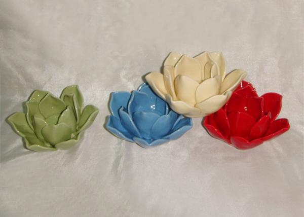Buy cheap Handmade Ceramic Flower Candle Holder Wax Holder In Solid Colors Porcelain from wholesalers