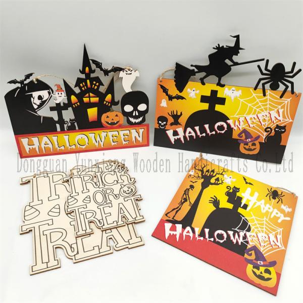 Halloween Wooden Decoration Hanging Sign Ghost Festival Scene Decoration