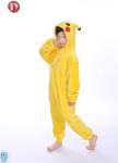 Wholesale Polyester Fluffy Flannel Fleece Kids Pikachu kigurumi Onesie Pajamas