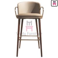 Buy cheap Restaurant Leather Bar Stool Stainless Steel Armrests With Back / Footrest product